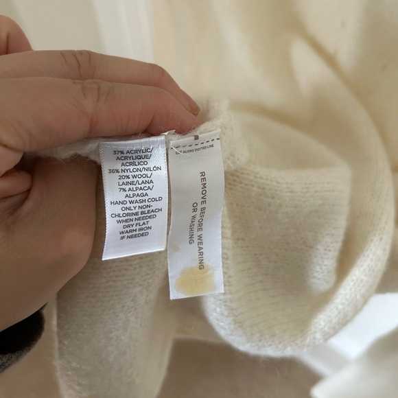 Lou & Grey Cream Off White Turtleneck Sweater Open Knit Medium M - Picture 12 of 12